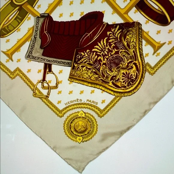 HERMES PARIS Selles A Housse Equestrian Silk Scarf Vintage - Picture 2 of 5